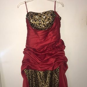Red cheetah print dress